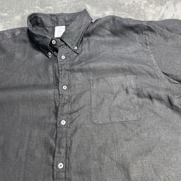 Brooks Brothers Shirt Mens 2XL Regular Solid 100% Linen Long Sleeve Button Down - Picture 5 of 8